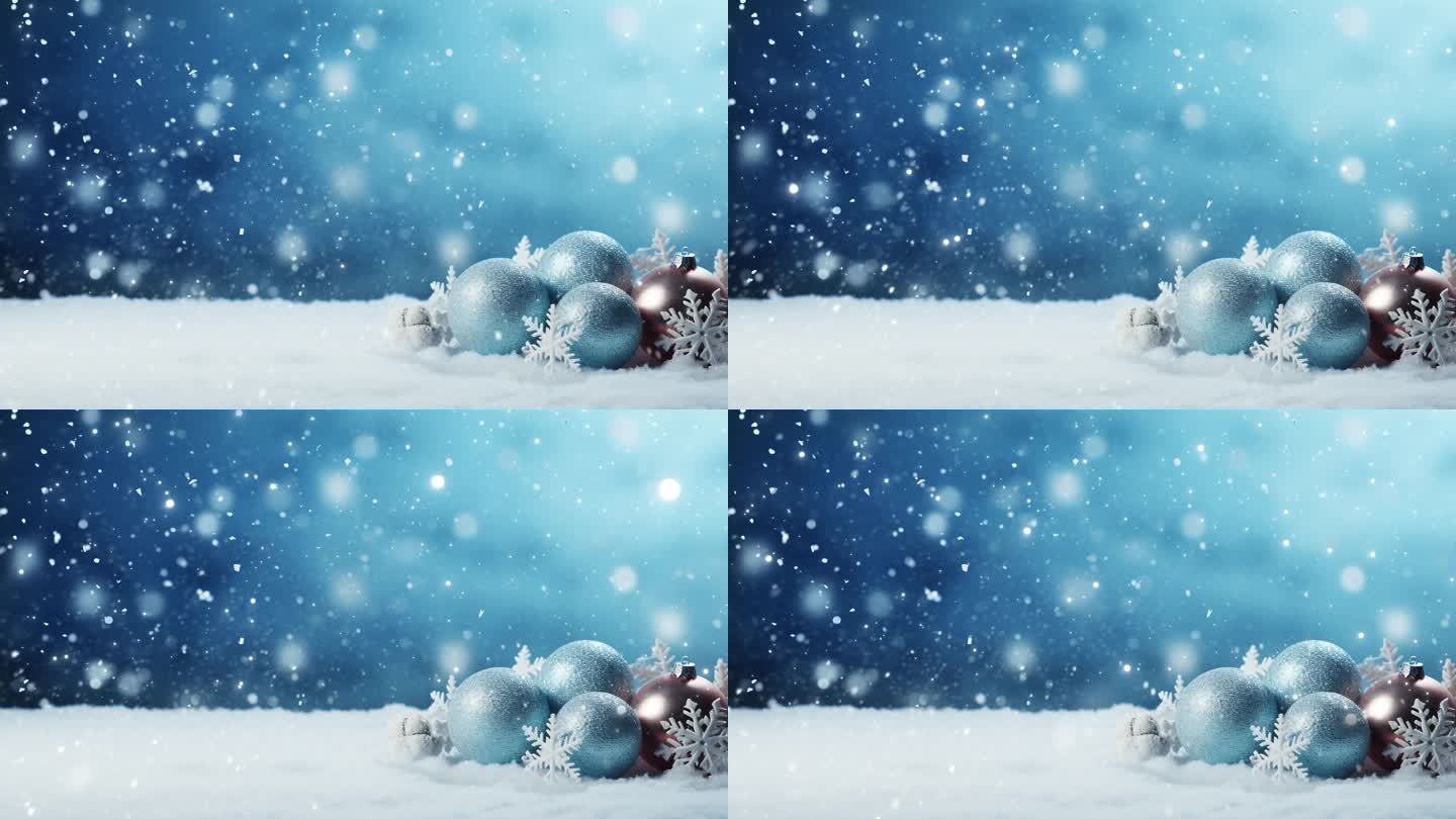 圣诞节背景 蓝色背景上的降雪