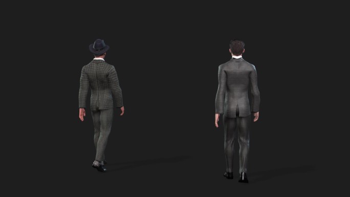 3D人物背面走路动画带透明蒙版