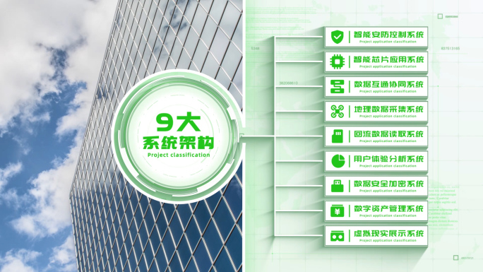 【9项】九大绿色简洁图文分支结构展示
