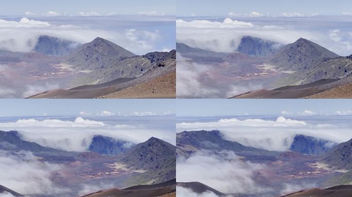 夏威夷毛伊岛哈雷阿卡拉山顶火山口的电影镜头。30fps的4K HDR