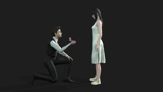 3D人物求婚动画带透明蒙版