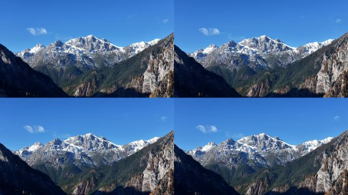 四川九寨沟雪山原始森林冰川彩林秋景航拍