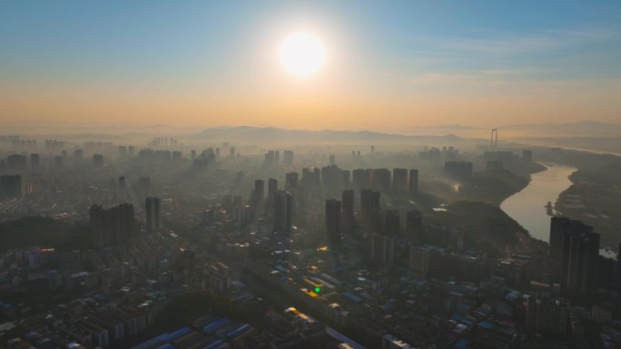 4K航拍衡阳耒阳市城市全景10