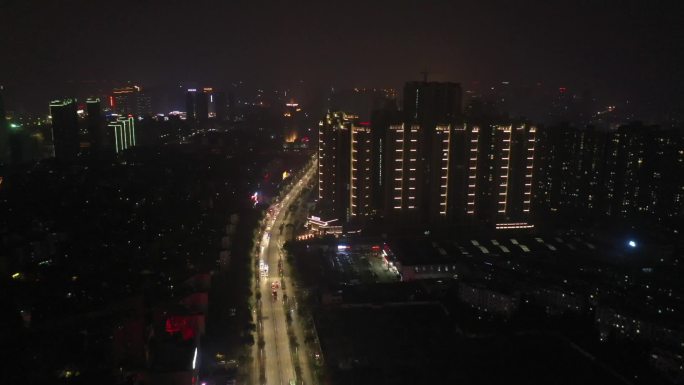 荆州沙市人信悦玺楼盘夜景航拍