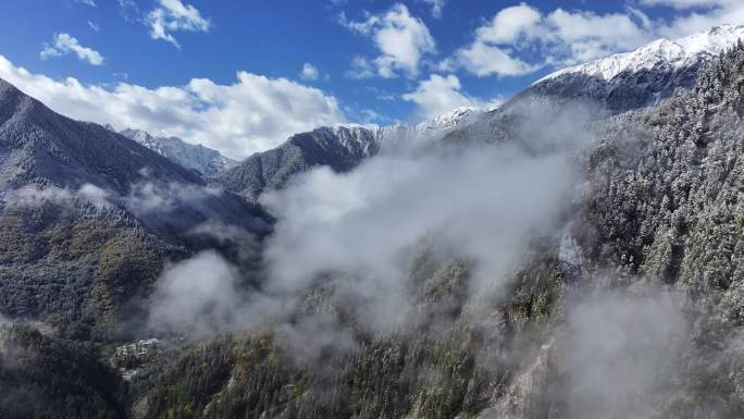 高山云海雪景秋景航拍