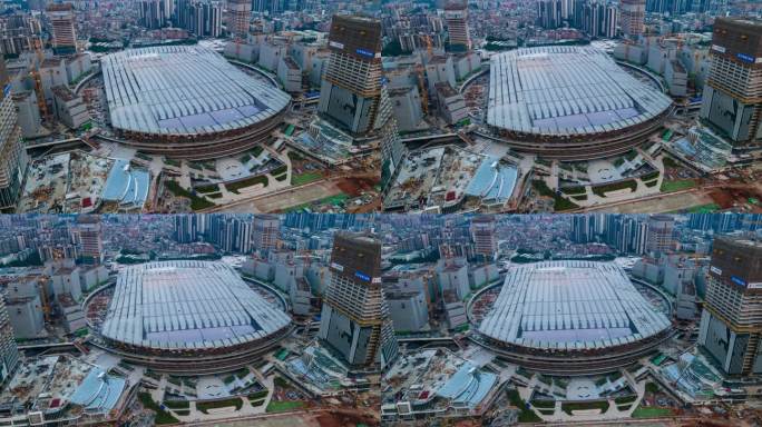 建设中的广州白云站高铁站延时摄影4k