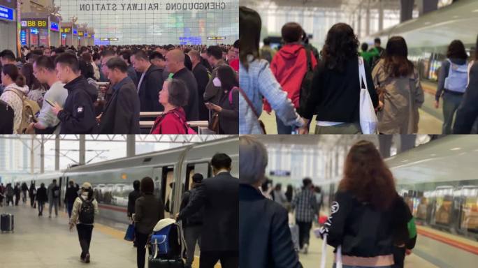 春运 火车站 旅途 繁忙的旅客 长途运输