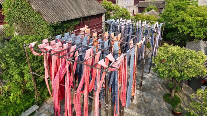 少数民族传统民间手工纺织染艺扎染蓝染布匹