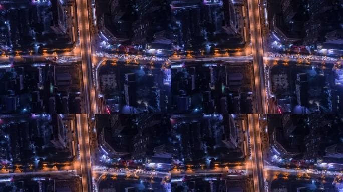 雄楚大道与民族大道交汇处夜景垂直延时摄影