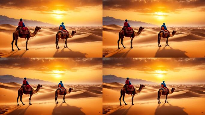 4k沙漠骆驼丝绸之路概念背景03