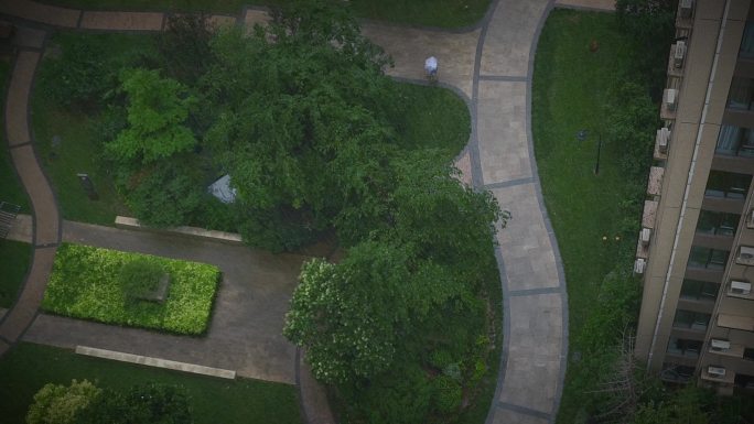 雨中的小区