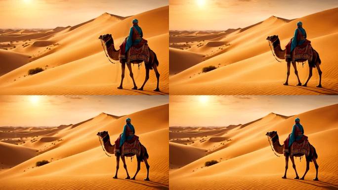 4k沙漠骆驼丝绸之路概念背景04