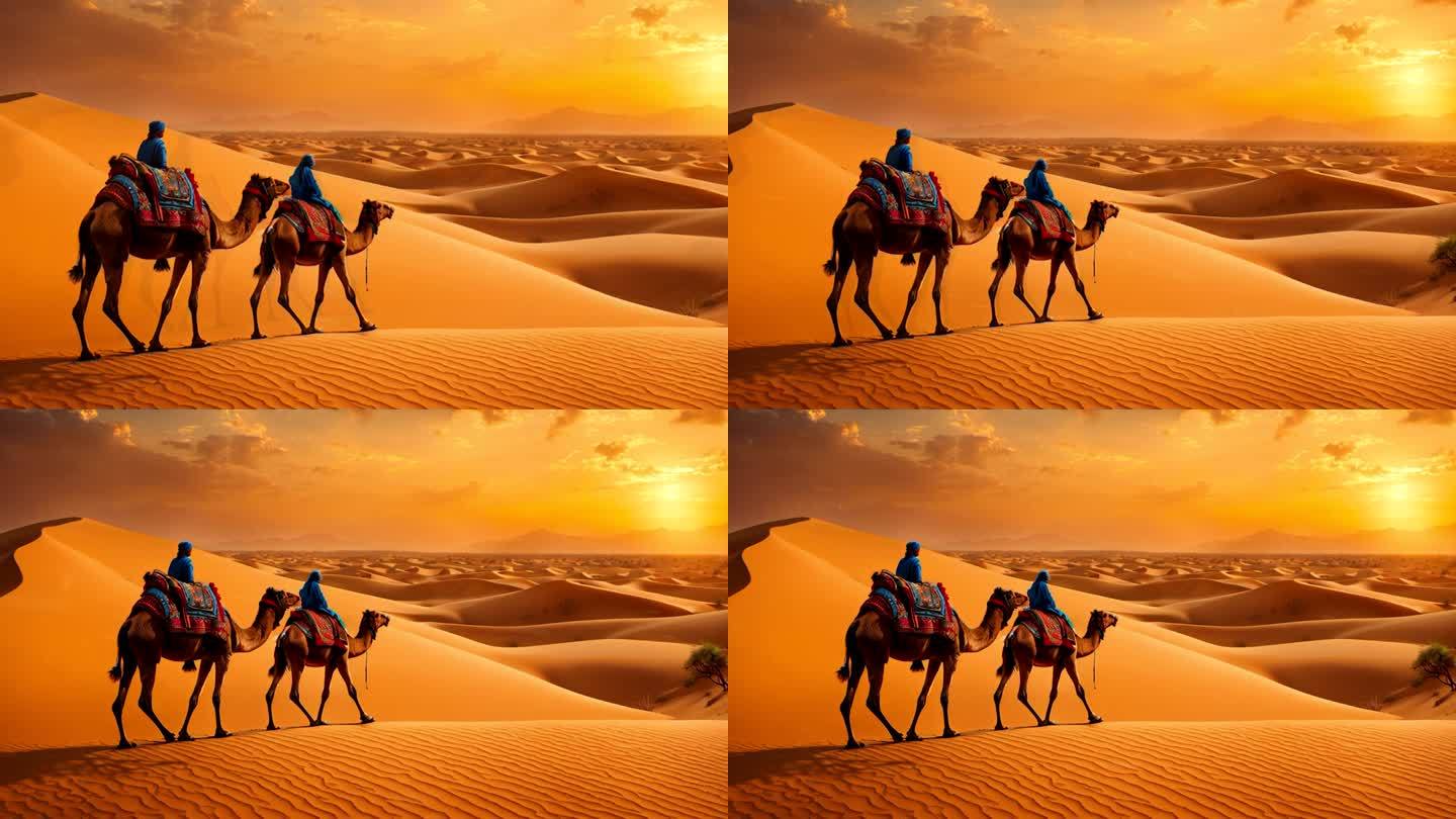4k沙漠骆驼丝绸之路概念背景09