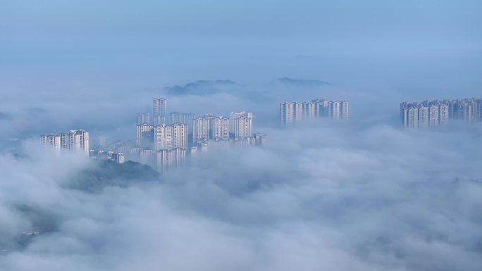 贵阳观山湖早晨意境大气唯美云海4K