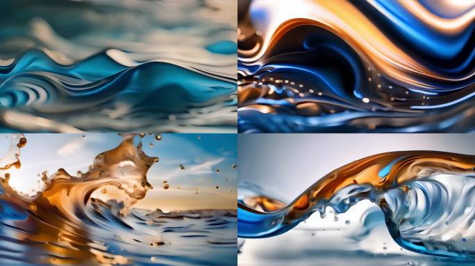 4K彩色水滴水质流体液体波浪