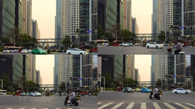 广州十字路口忙碌繁忙人流车流交通