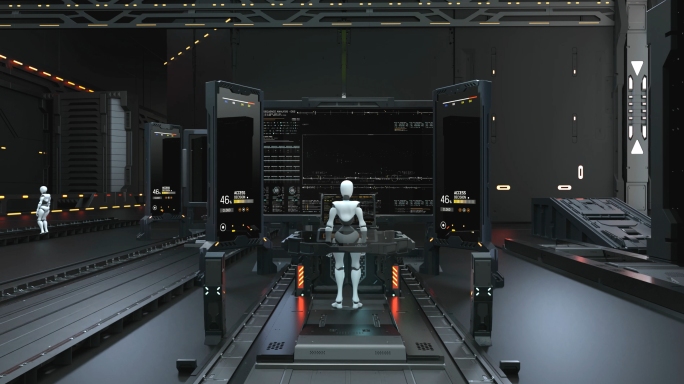 智能工厂系统大屏幕数据演示科幻场景宣传片