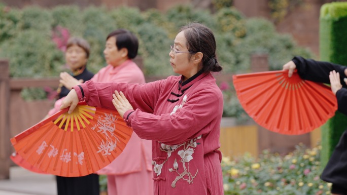 老年人在公园运动锻炼