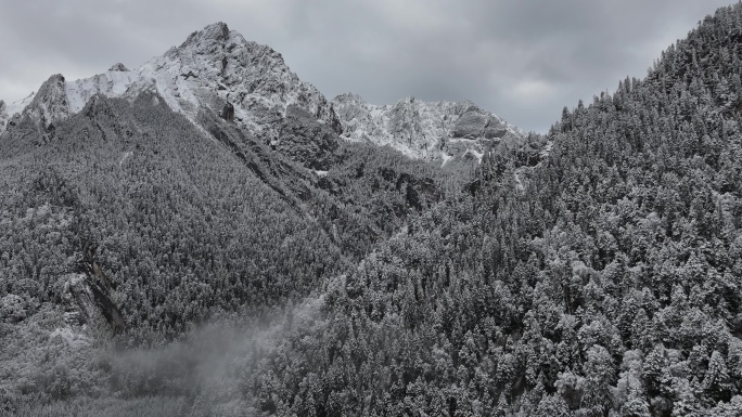 雪山雪景冬天航拍