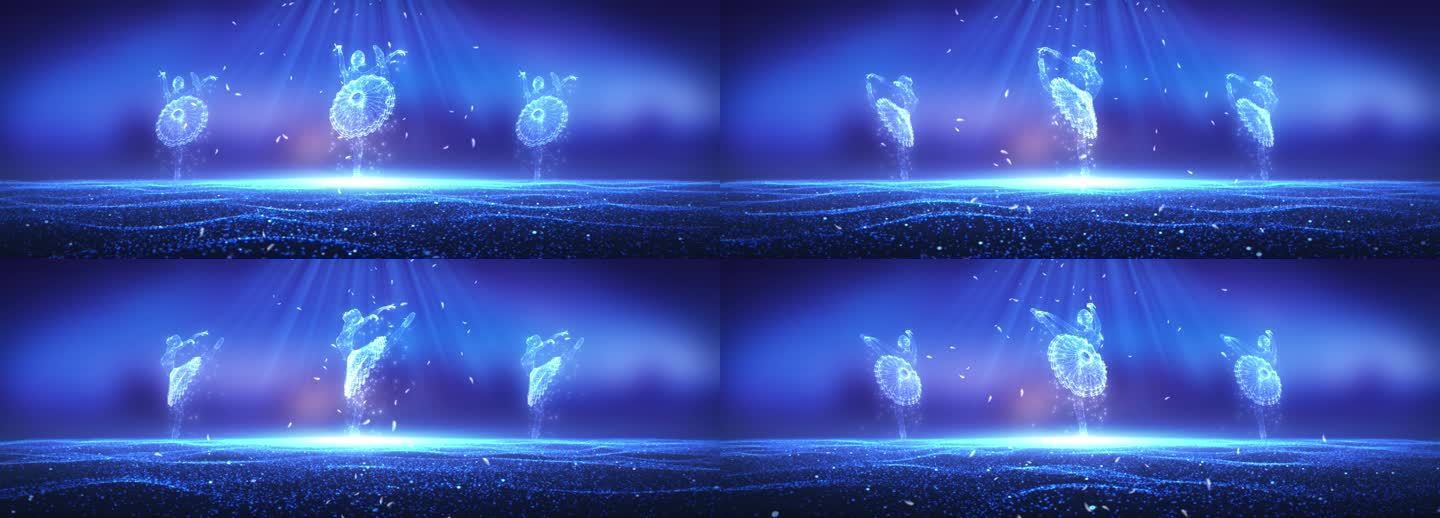 6K羽毛粒子芭蕾舞天鹅湖舞台背景无缝循环