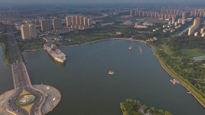 山东滨州中海风景区航拍全景