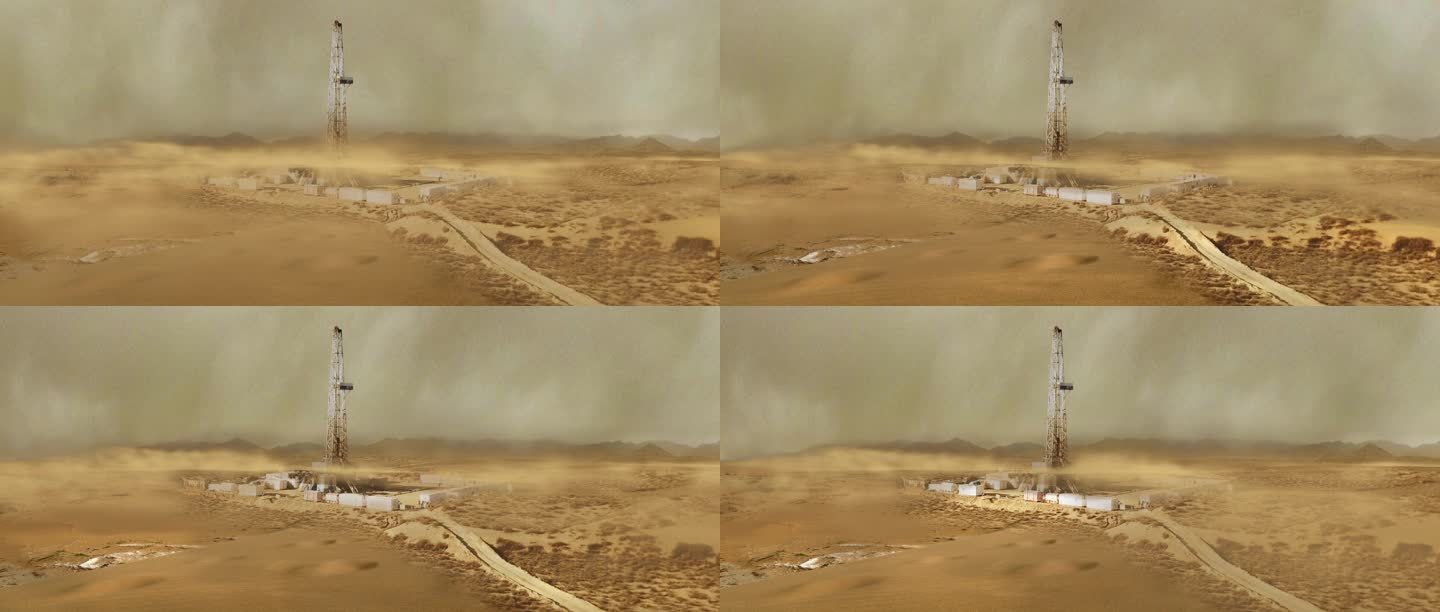 油田沙尘暴视频素材
