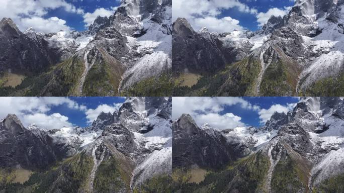 四川阿坝四姑娘山景区秋景雪山航拍