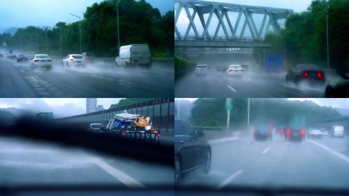 雨中行驶01  暴雨中前行的汽车