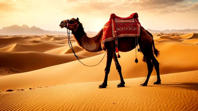 4k沙漠骆驼丝绸之路概念背景05