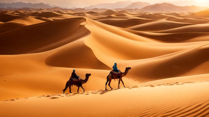 4k沙漠骆驼丝绸之路概念背景08