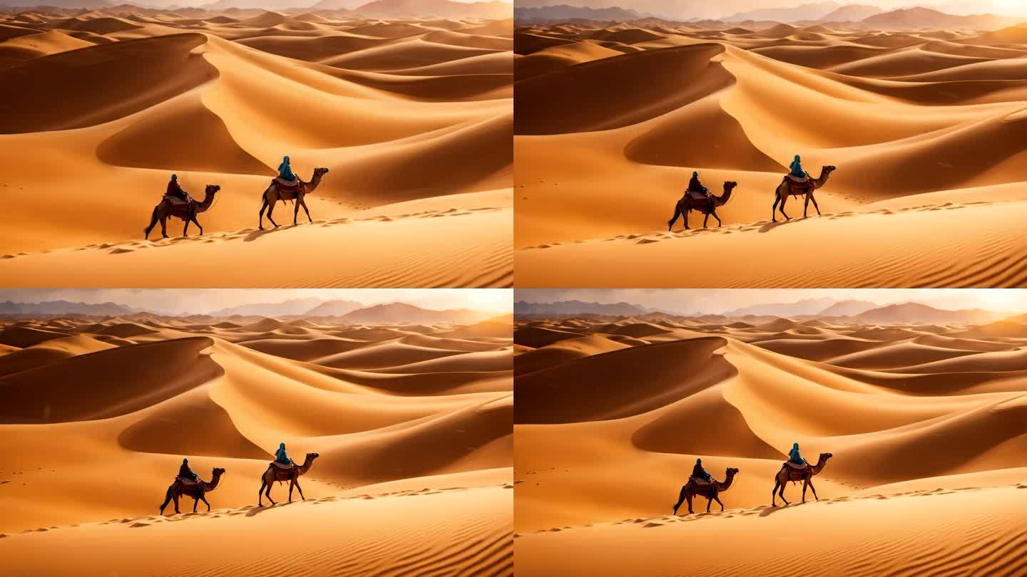 4k沙漠骆驼丝绸之路概念背景08