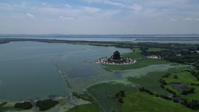 航拍苏州太湖重元寺