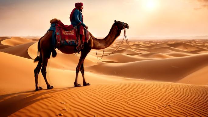 4k沙漠骆驼丝绸之路概念背景02