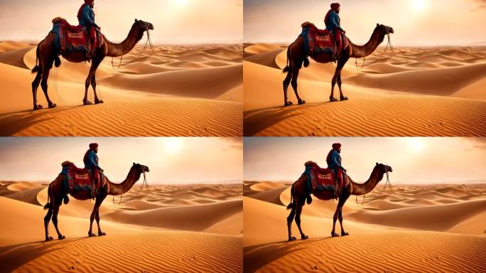 4k沙漠骆驼丝绸之路概念背景02