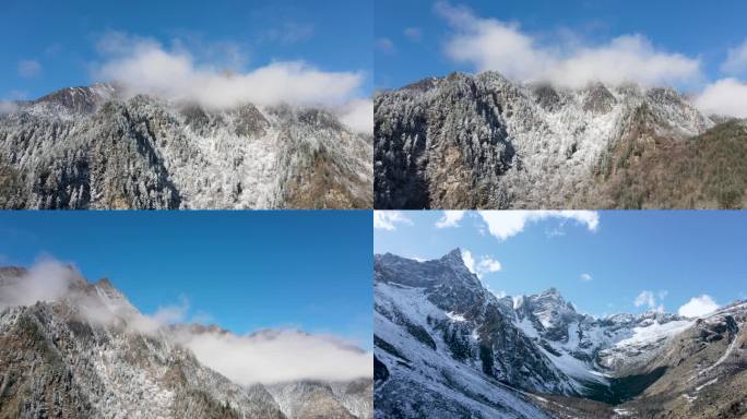 四川川西毕棚沟雪山蓝天白云