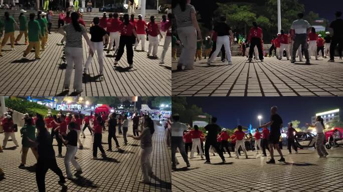 城市广场夜生活集体舞鬼步舞市民文化娱乐