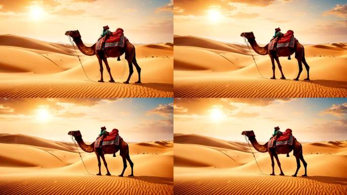 4k沙漠骆驼丝绸之路概念背景07