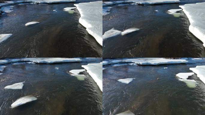 春天开河浮冰流水