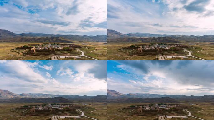 甘肃省甘南的甘加秘镜八角城风光延时摄影