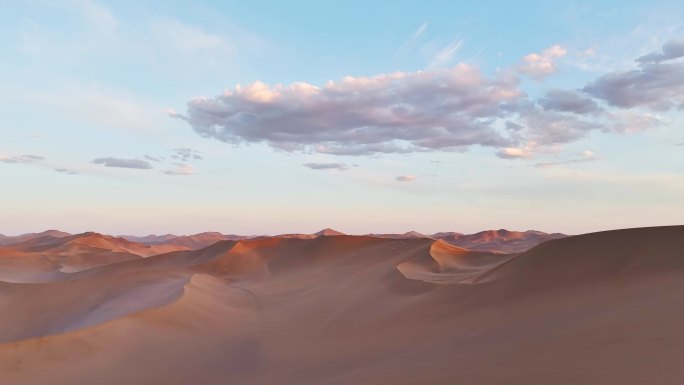 航拍沙漠夕阳（新疆库木塔格）