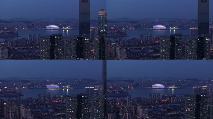 大连梭鱼湾足球场夜景