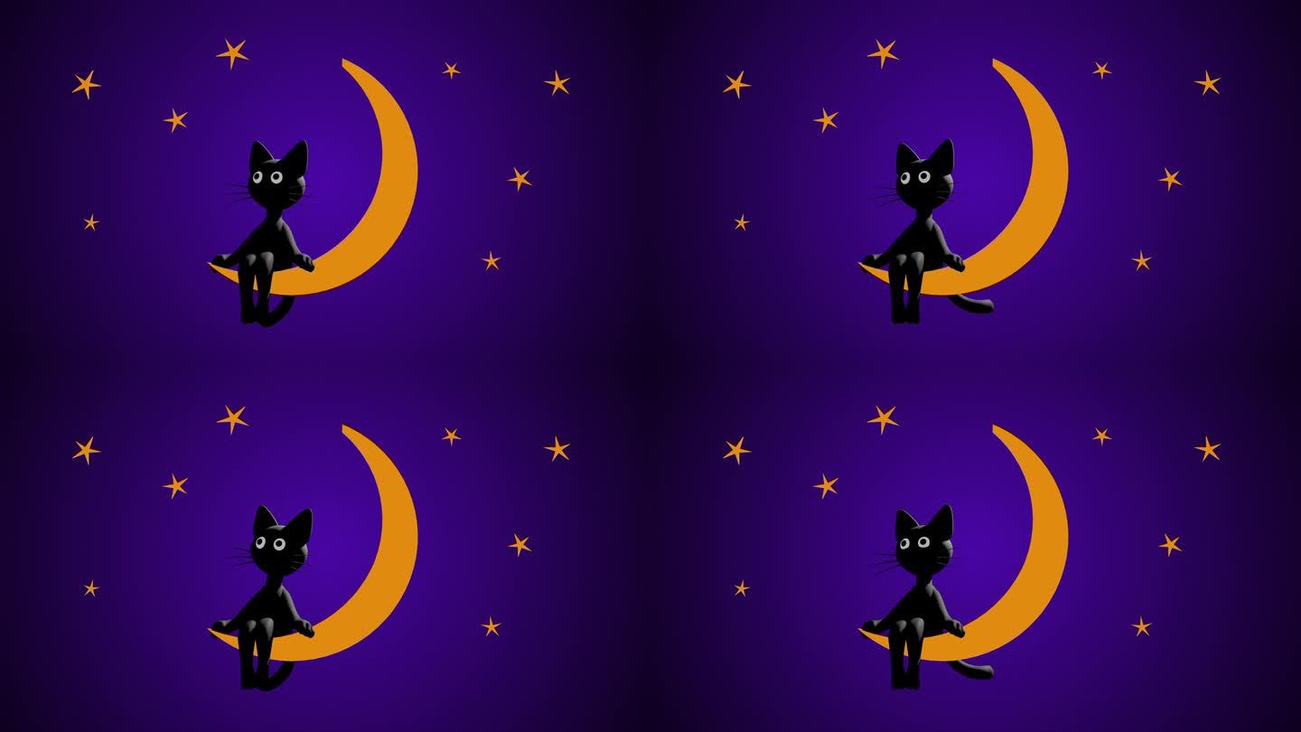 月亮上的黑猫