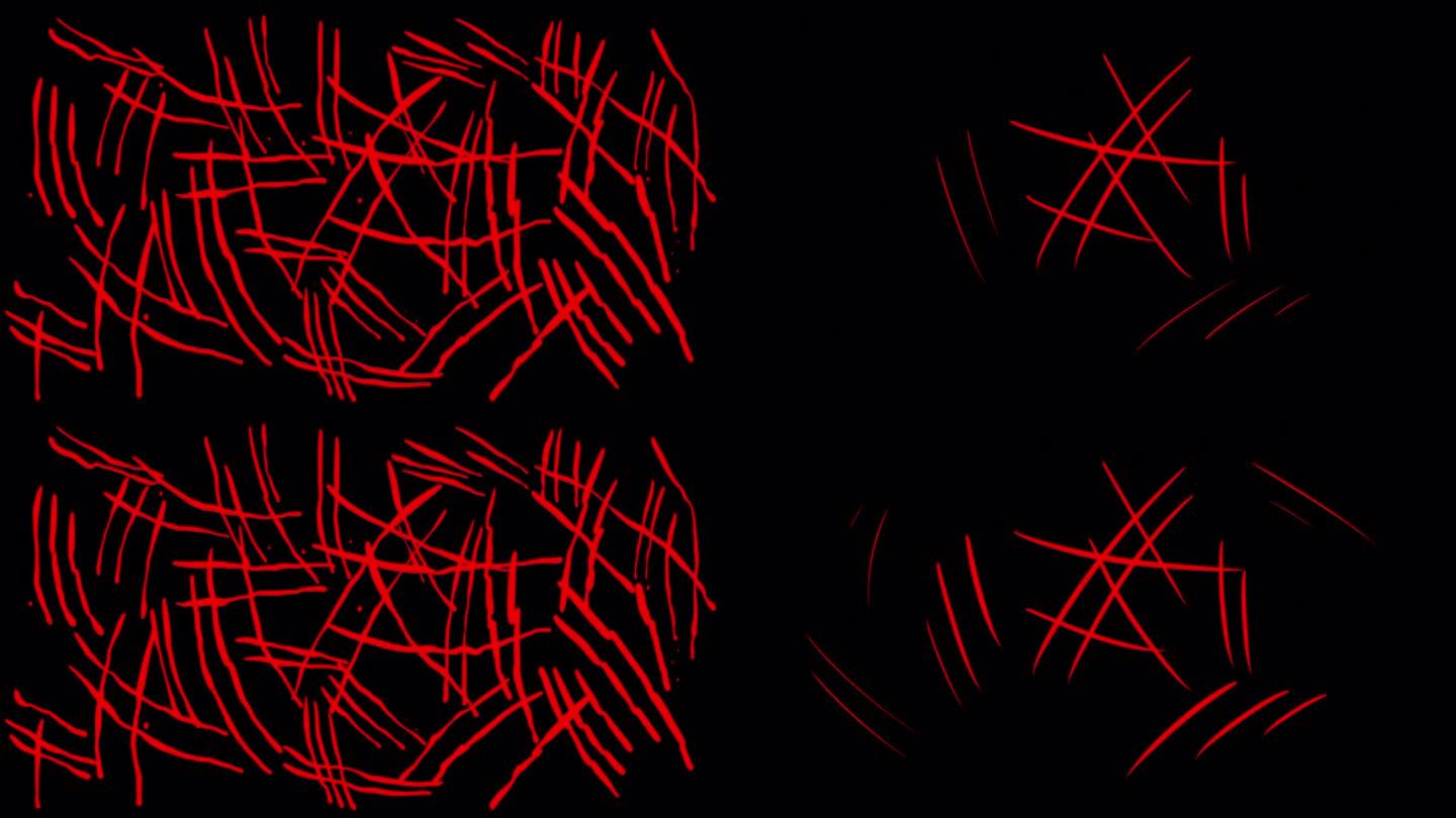 黑屏上红色划痕的动画。