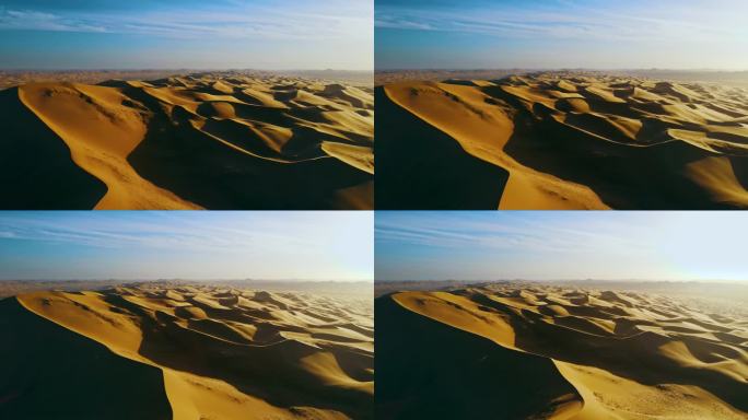 浩瀚沙海沙漠落日夕阳沙漠大景航拍