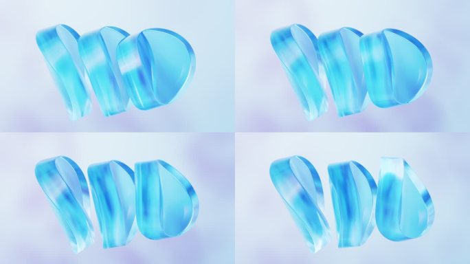 抽象透明玻璃几何体背景3D渲染