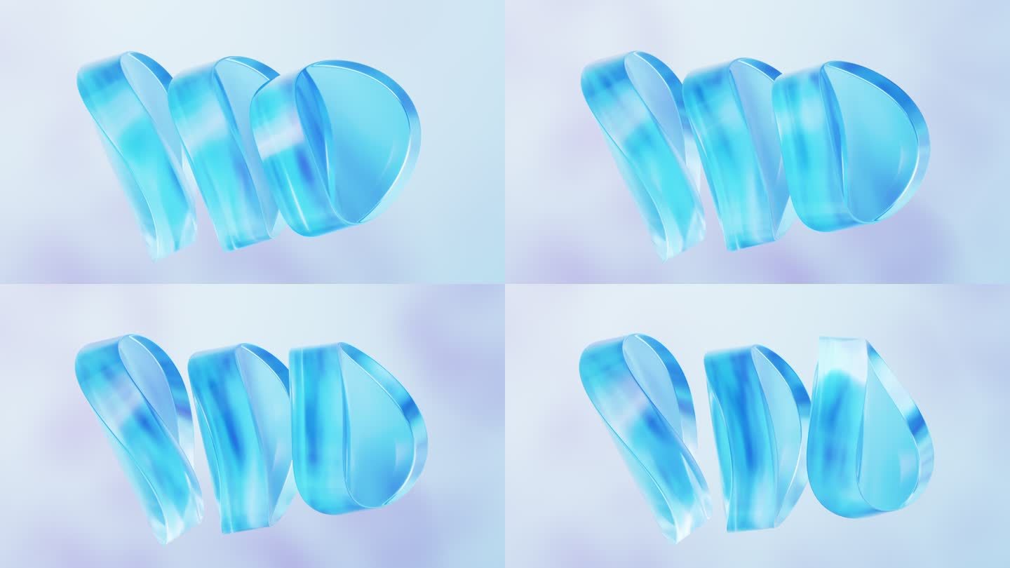 抽象透明玻璃几何体背景3D渲染