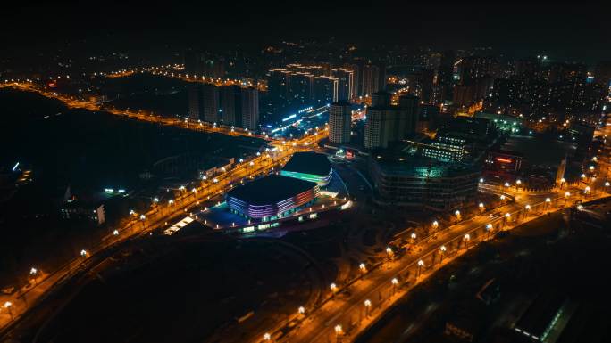 高县体育场延时车流延时航拍延时 夜景延时