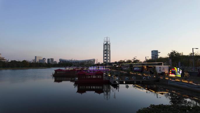 鸟巢 远景 玲珑塔 日转夜