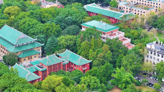 湖南大学学校校园风景航拍长沙岳麓区城市地