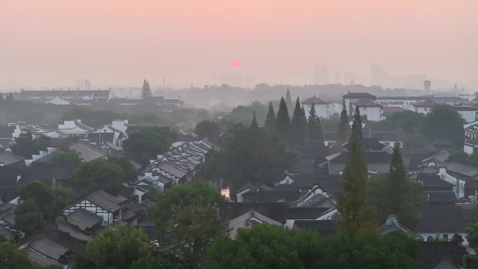 乌镇 江南水乡 古镇日出 秋天 风景区